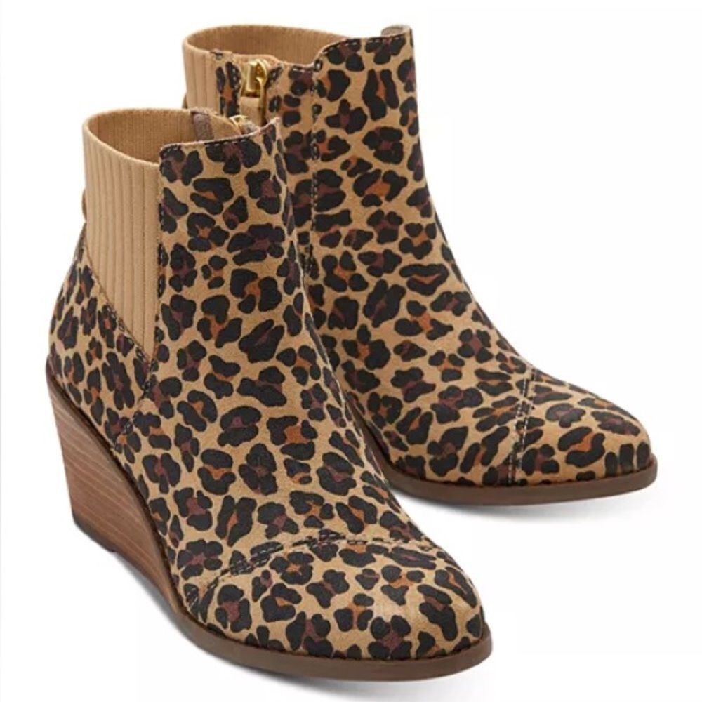 Tom’s | Leopard Print Wedge Heel Booties